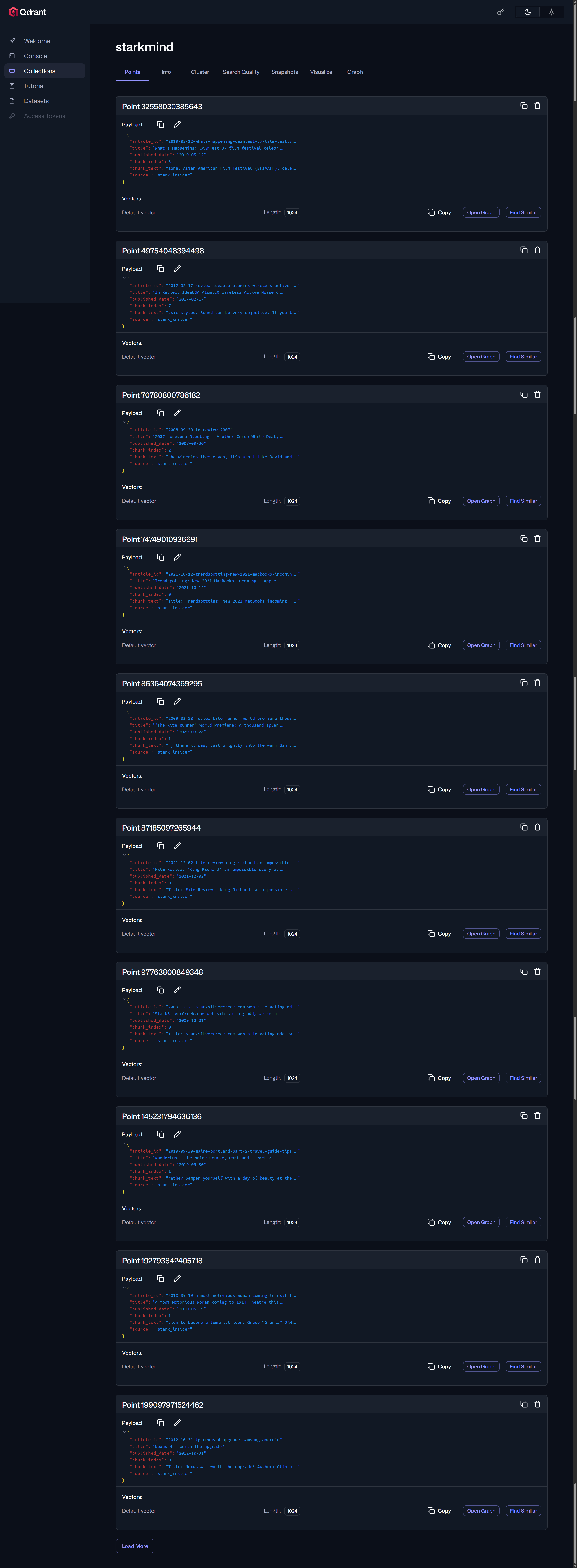 Qdrant Dashboard